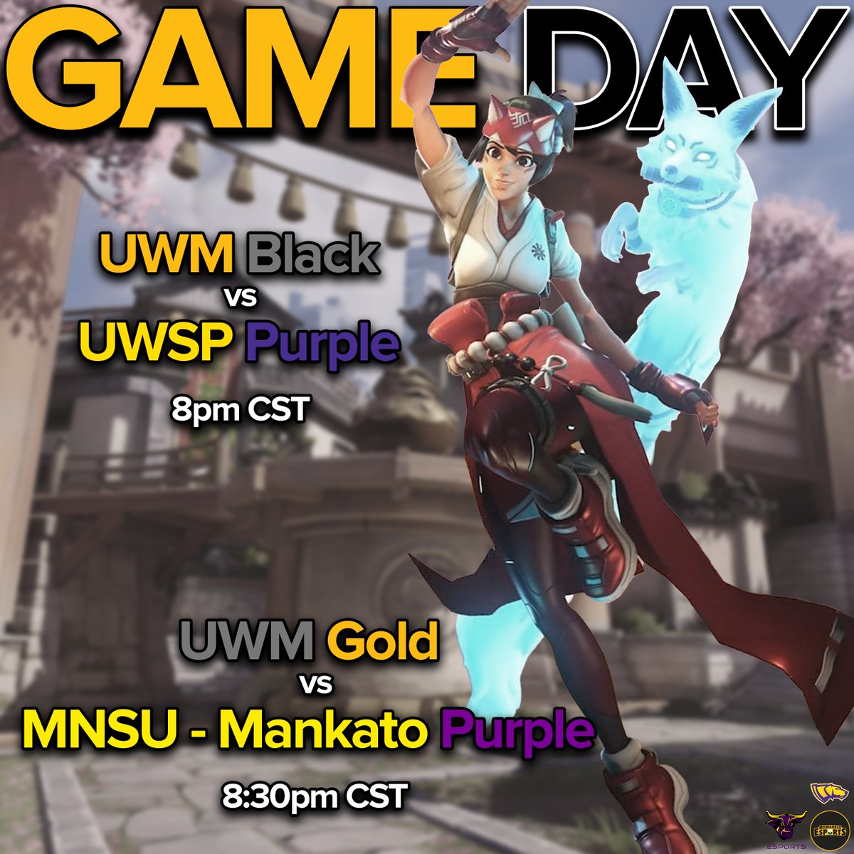 It's Overwatch time once again! Tonight, UWM Black  faces off against <a href="/uwsp_esports/">UWSP Esports</a> at 8pm CST and UWM Gold goes up against <a href="/EsportsMnsu/">Maverick Esports</a> at 8:30pm CST in the 3rd round of the <a href="/OWMMTournament/">Overwatch Midwest Madness</a> 
Catch the games here!

⬛️twitch.tv/iitsspicy
🟨twitch.tv/uwmesports

🎨<a href="/iitsSpicy/">iitsSpicy</a>