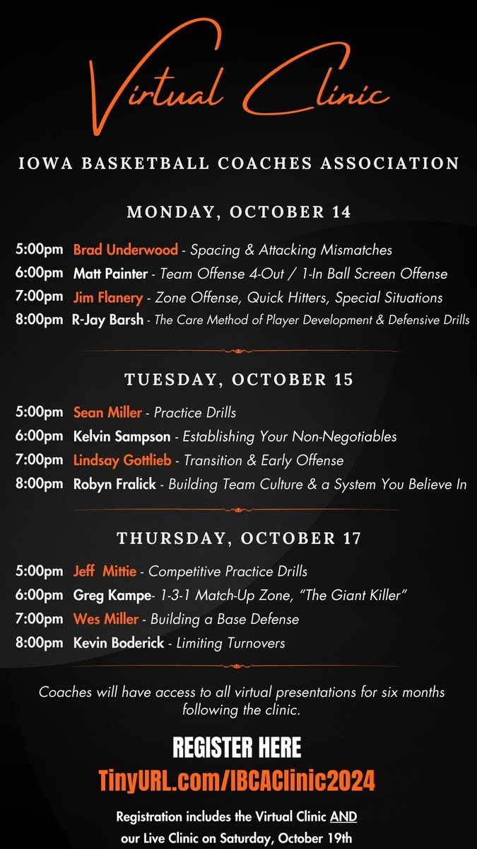The Iowa Basketball Coaches Clinic is upon us. Regarded as one of the best clinics in the US. Check out the Virtual/LIVE feature of our service to coaches in Iowa. @iowabca @hshoops @iowabasketball <a href="/bound_iowa/">Bound Iowa</a> <a href="/clinics/">Clinics</a> @basketballclinics