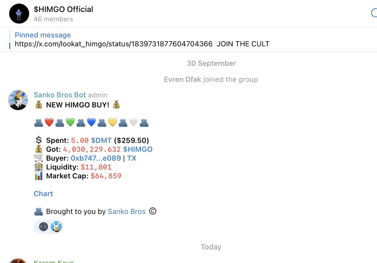 Sanko Bros just never stops shipping @sankobros

We got that buy bot in the telegram and pumped to use more of their tools

$HIMGO is excited for the future of $BRO 🤝
