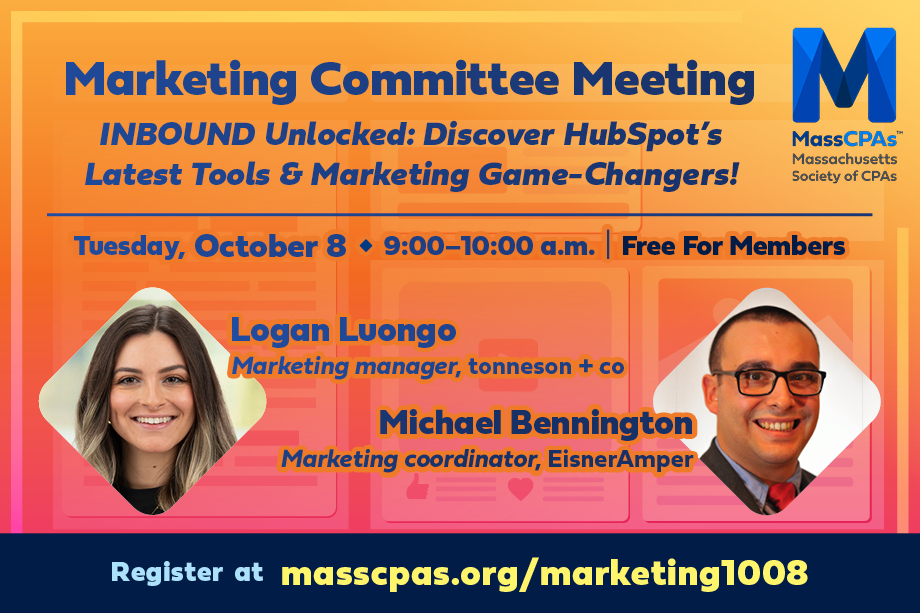 MarketingMike93's tweet image. 📅 Join us on Tuesday, October 8, for an exciting recap of HubSpot INBOUND 2024! 🌟 
Register here: masscpas.org/cpe/205447mb:m…
Be there to learn, share, and grow with the best in the biz! #HubSpotINBOUND #MassCPAs #MarketingTrends #MarketingCommunity