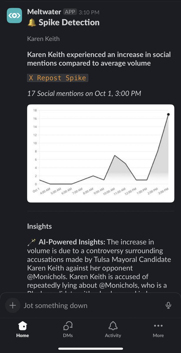 AC_NoChill's tweet photo. Welp… this is not what you want your post-debate media spike to show 🥴 Looks like Karen Keith’s note card preparers made a fatal miscalculation. #TulsaMayor #MonroeForMayor https://t.co/irVwfwScc1