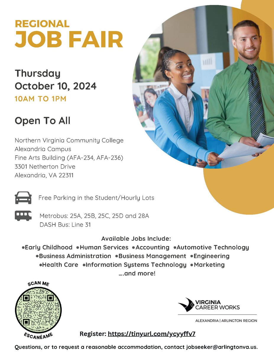 workcouncil's tweet photo. Virginia Career Works Alex/Arl Regional Job Fair 10/10! 40+ employers with career opportunities. Register: https://t.co/OwrNgjHMGo #JobFair @NOVA_AL_CAMPUS #arlingtonva #arlemploymentctr #workforce @workcouncil @arlingtonva @arlingtonDHS #cityofalexandria https://t.co/zJFyPCigl4