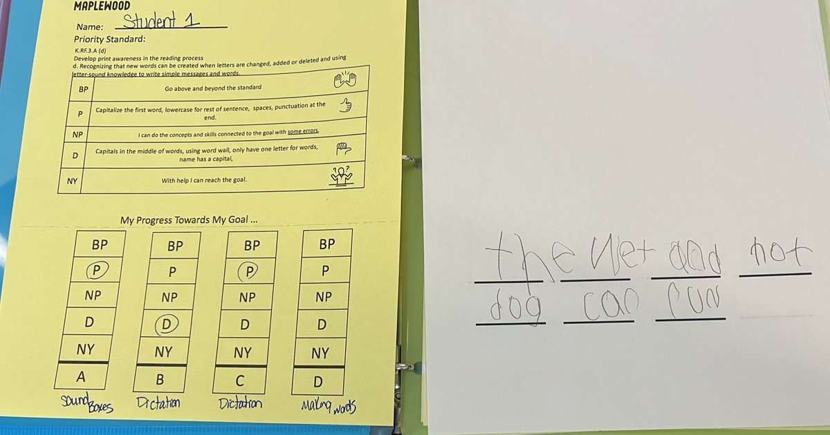 ChadSutton3's tweet photo. I was so impressed @MaplewoodElemen and @MaplePrkVikings this morning with how the teachers were using proficiency scales to develop learner agency and ownership! https://t.co/hLt4JyzpHz