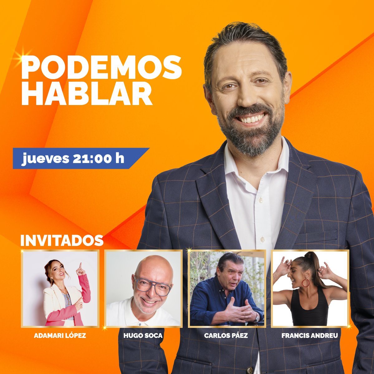Este jueves en #PHUruguay <a href="/Elcammarota/">gonzalo cammarota</a> recibe a:

⭐Adamari López <a href="/AdamariLopez/">Adamari Lopez</a> 
⭐Hugo Soca <a href="/hugosoca/">hugo soca</a> 
⭐Carlitos Páez <a href="/carlitospaez/">Carlitos Paez</a> 
⭐Francis Andreu <a href="/FrancisAndreuOk/">Francis Andreu</a> 

Para divertirnos, confesarnos y charlar en el punto de encuentro ¿Te lo vas a perder? a las 21hs 📺