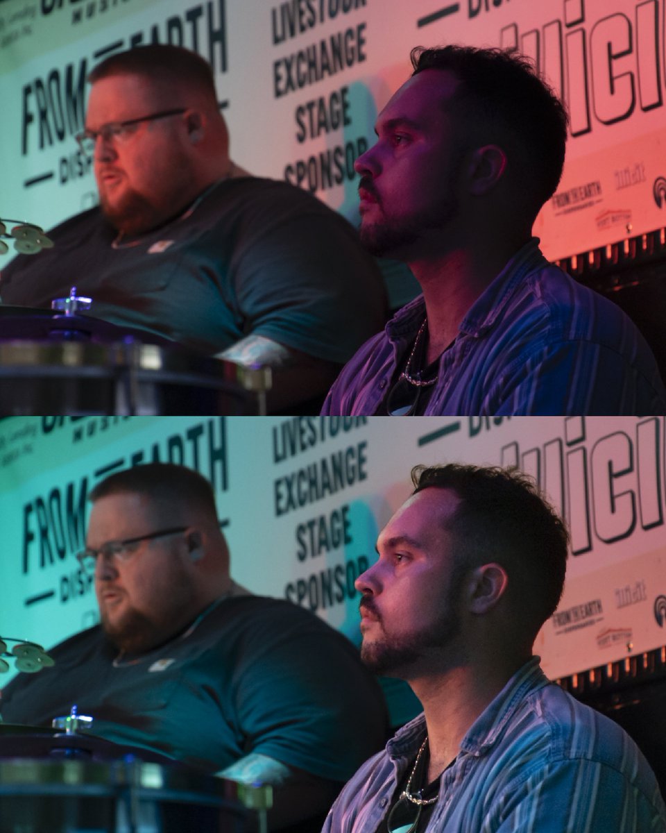 Green and magenta stage lights are always tricky to color correct. But it's worth the effort to make our clients look their best! Before and after photos featuring our friends <a href="/kadeshflow/">Desh @ KCMO</a> and Back Alley Brass Band