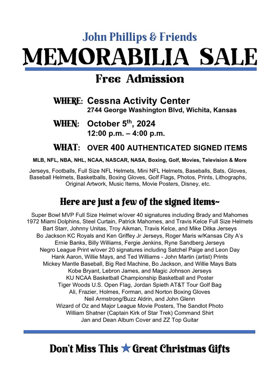 Sports Memorabilia event this weekend! Lots of great high end items for sale!