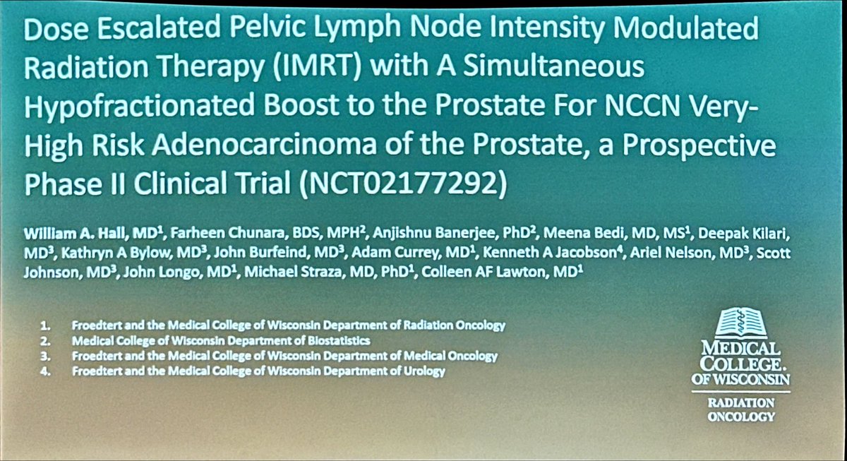 _ShankarSiva's tweet photo. 📣@whallradonc presents phase II trial of dose escalated RT and elective nodes in VERY high risk #prostatecancer. 
➡️10-year med. F/U
➡️>25% risk of clinical nodal involvement. 
➡️outstanding 96% 10-year freedom from distant Mets
💥Hallelujah!
#pcsm #ASTRO24 https://t.co/vyHg2JeZS0