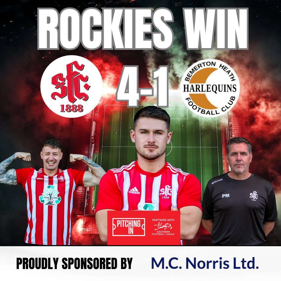Full Time here at the Cockrams and it’s a Rockies Win under the lights ! 

A great performance from the lads, which sees the Rockies get their first league win of the season. 

🔴⚪️SFC 4- 1 BHH 🟢

#uptherockies #sfc #southernleague