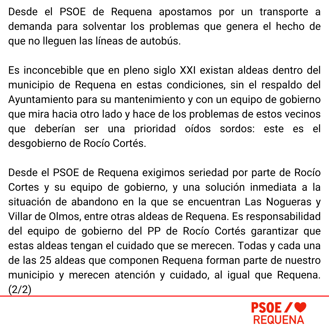 PSOE_Requena's tweet photo. El PP no conecta ni con Las Nogueras ni con Villar de Olmos. https://t.co/nM45GIXI1C