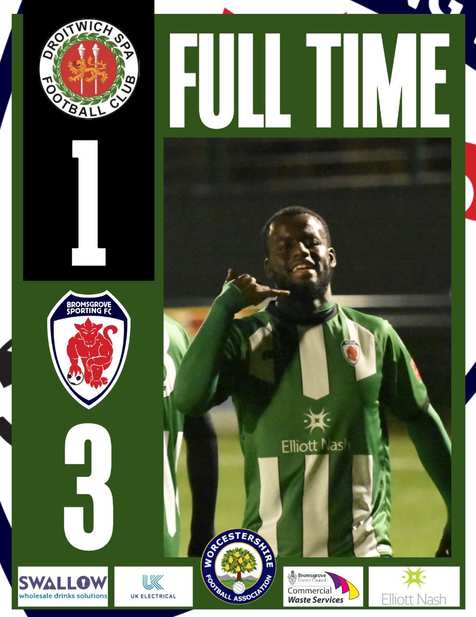 SportingFC's tweet photo. FULL TIME: 1-3. A big improvement in the second half from Droitwich but second half goals from @kieran_c7 & @ShaqWhitts7 guide us into the next round
#DROBRO https://t.co/MWH2KVm9nv
