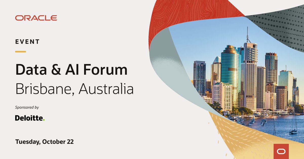 It's coming up soon so don't miss out. The <a href="/Oracle/">Oracle</a> Data &amp; AI forum is coming to #BNE later this month (22nd October)! I'll be there with #AI experts where you can explore high-value AI use cases, and experience live demos. Register now. social.ora.cl/6010UKBUm