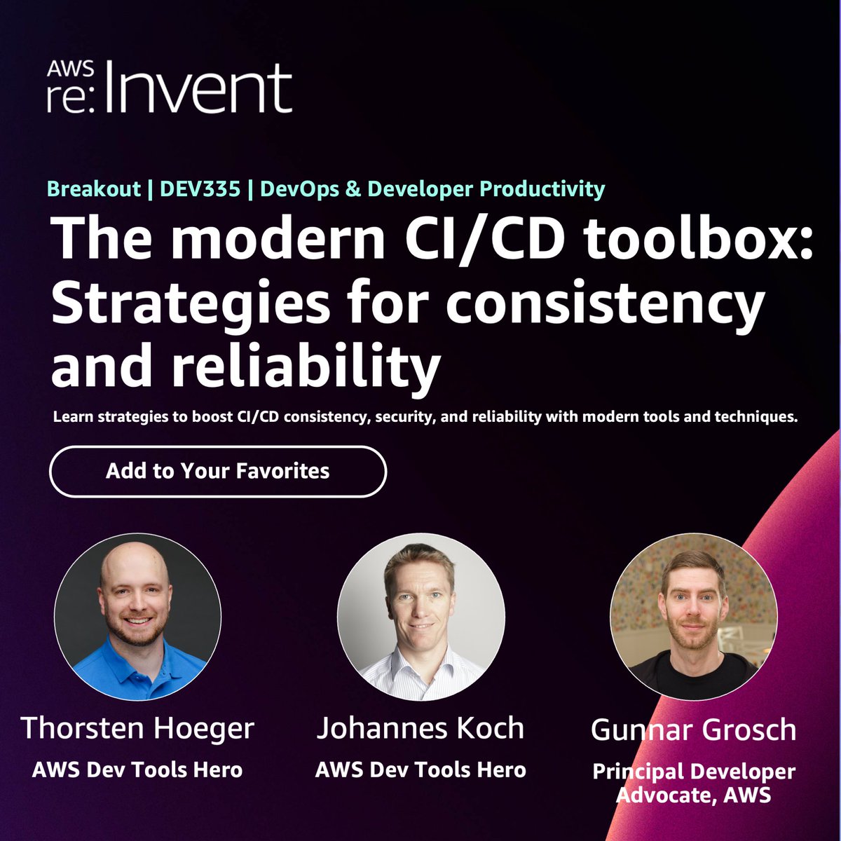 Lockhead's tweet image. I can&apos;t believe we&apos;re less than 7 days away from the big click-hit-tab-show!

Now it&apos;s your time to build up your schedule and start finding your favourite session.

registration.awsevents.com/flow/awsevents…

#awscommunity #cicd #gitops #shiftleft #devsecops #reinvent