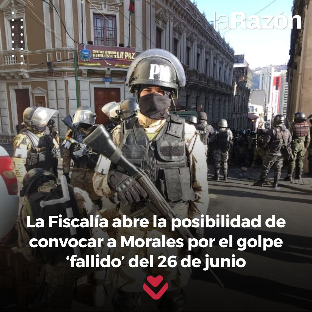 LaRazon_Bolivia's tweet photo. El fiscal departamental de La Paz, William #Alave, abrió la posibilidad de que el expresidente #Evo Morales sea citado a declarar por el caso del #golpe de Estado “fallido” del 26 de junio. https://t.co/TwyWV4AGZo
