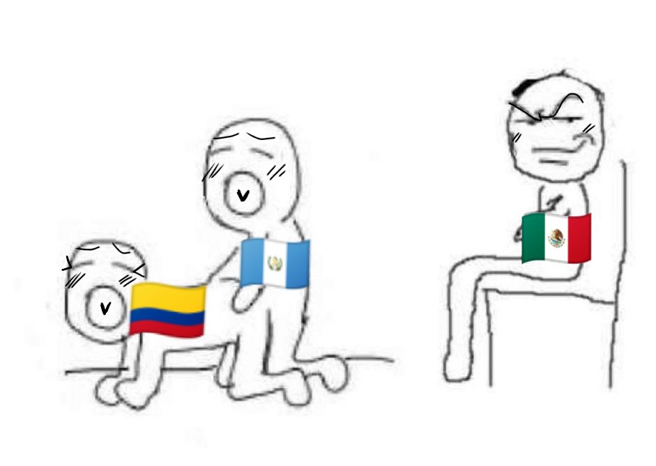 Gadixame's tweet photo. #Countryhumans
#COxGT
#Guatembia
#Colomala
#funenme
#alamrcls
#nsquemasponer
.
.
.
XD
literalmente Colombia con Guatemala, y México, son estos: https://t.co/aNPmATZNIZ