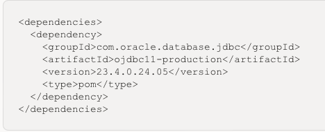 nsundara's tweet image. JDBC-Tip of the day: Use 'ojdbc11-production' in your POM file so that you get ojdbc11.jar along with other companion jars important for ADB connections and other use-cases. #JavaOracleDB #OracleADB