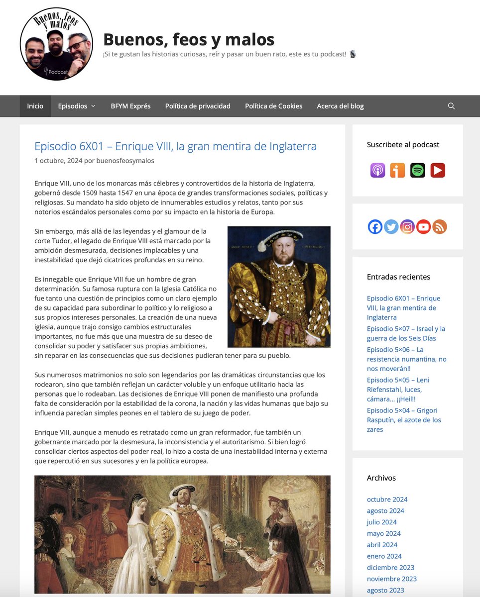 Episodio 6X01 - Enrique VIII, la gran mentira de Inglaterra buenosfeosymalos.com/2024/10/01/epi…