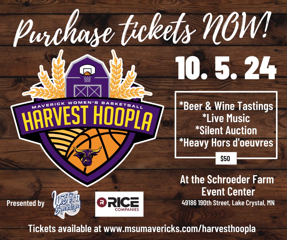 Only 5️⃣ days away from our Harvest Hoopla 🍁🍁 Come out to enjoy a beautiful fall evening and meet the 2024-25 Mavericks! 😈 

Get your tickets ⤵️
msumavericks.com/harvesthoopla