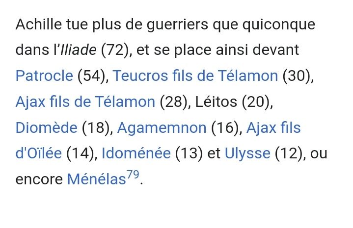 Merci aux contributeur·rice·s wikipédia d'avoir collé des niveaux aux héros de l'Iliade pour permettre au jeune lecteur de déterminer facilement c'est qui qu'est le plus fort