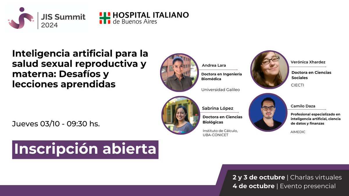 📢 En el marco de las Jornadas de Informática en Salud 2024 organizadas por el <a href="/informaticaHIBA/">Informática en Salud - Hospital Italiano</a> de Buenos Aires, <a href="/xhardez/">Verox</a>  y <a href="/SLLDeC/">Sabrina</a> ,  compartirán la valiosa experiencia del proyecto financiado por la convocatoria CLIAS del CIECTI/Proyecto <a href="/arphai_arg/">Proyecto Arphai</a>.
