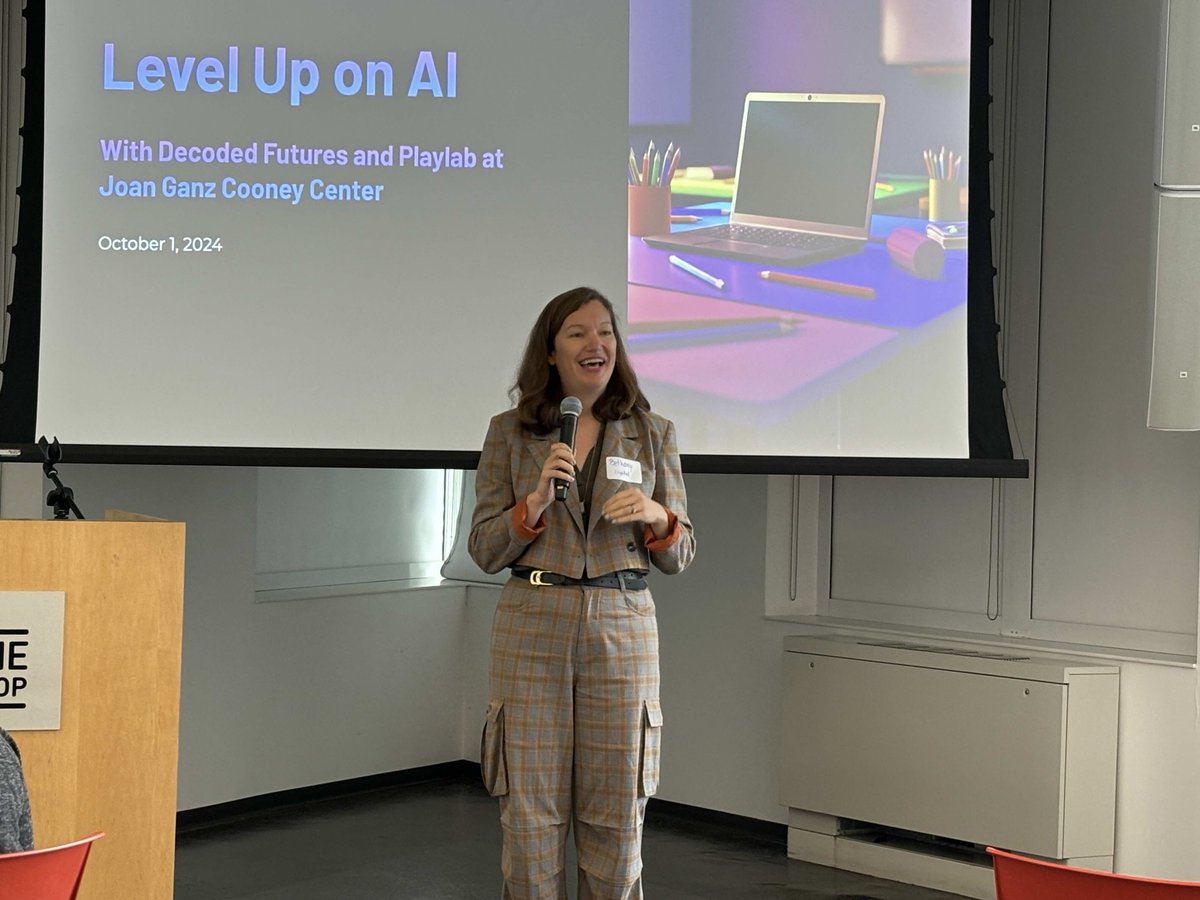 TechNYC's tweet photo. Excited to host our first Decoded Futures workshop at @CooneyCenter @SesameWorkshop for ~40 nonprofit leaders to start integrating AI in their orgs! BIG thanks to our partners Playlab AI, @RobinHoodNYC, @Googleorg , and event supporter @awscloud. And of course to @elmo. https://t.co/9kgzNKJO4g