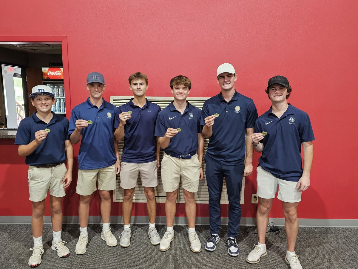 2024 Conference CHAMPS!!! With a solid team score of 304. 

Individual Scores:
Peirce Conley - 70 (All Conference)
Jack White - 75 (All Conference)
Taylor Billings - 79 ( All Conference)
Carter Beck - 80 (All Conference)
Collin Koob - 80 (All Conference)
Jack Schettler - 82