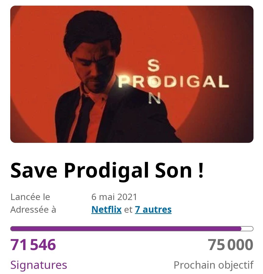Just a friendly reminder to sign the petition if you haven't already and share it!
#SaveProdigalSon #ProdigalSon       
We are currently at 71,546 signatures 🥳
Next step 71,6k!
change.org/p/save-prodiga…