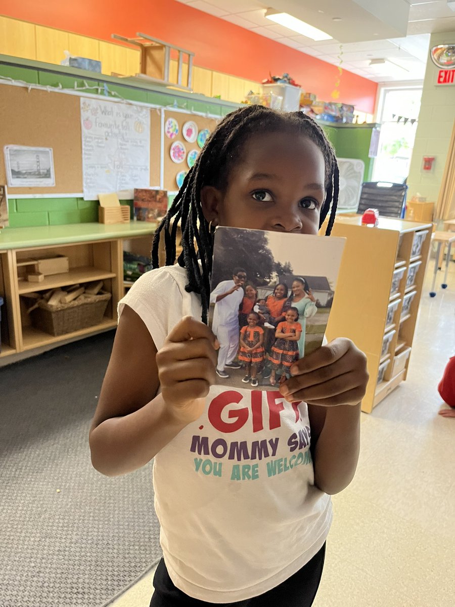 Our star of the day enjoyed introducing us to her family today! “I have a big family, there’s 7!” We learned that they like to ride bikes together and do art!