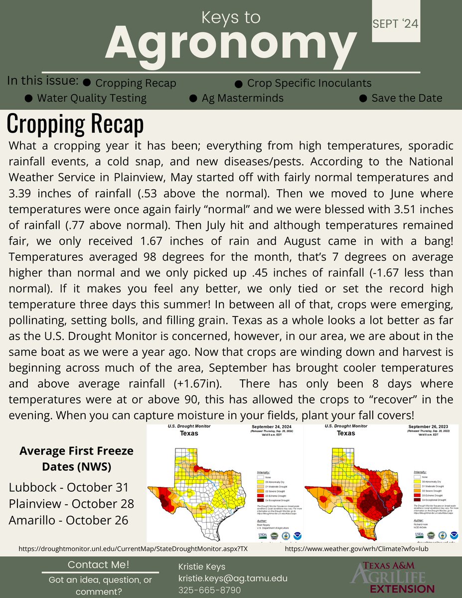 I'm back and excited to share with you new and important information. For the next 11 months, you will be seeing information on #covercrops, #cottoneconomics, and #horticulture topics! Let me know if you have any thoughts or suggestions.
