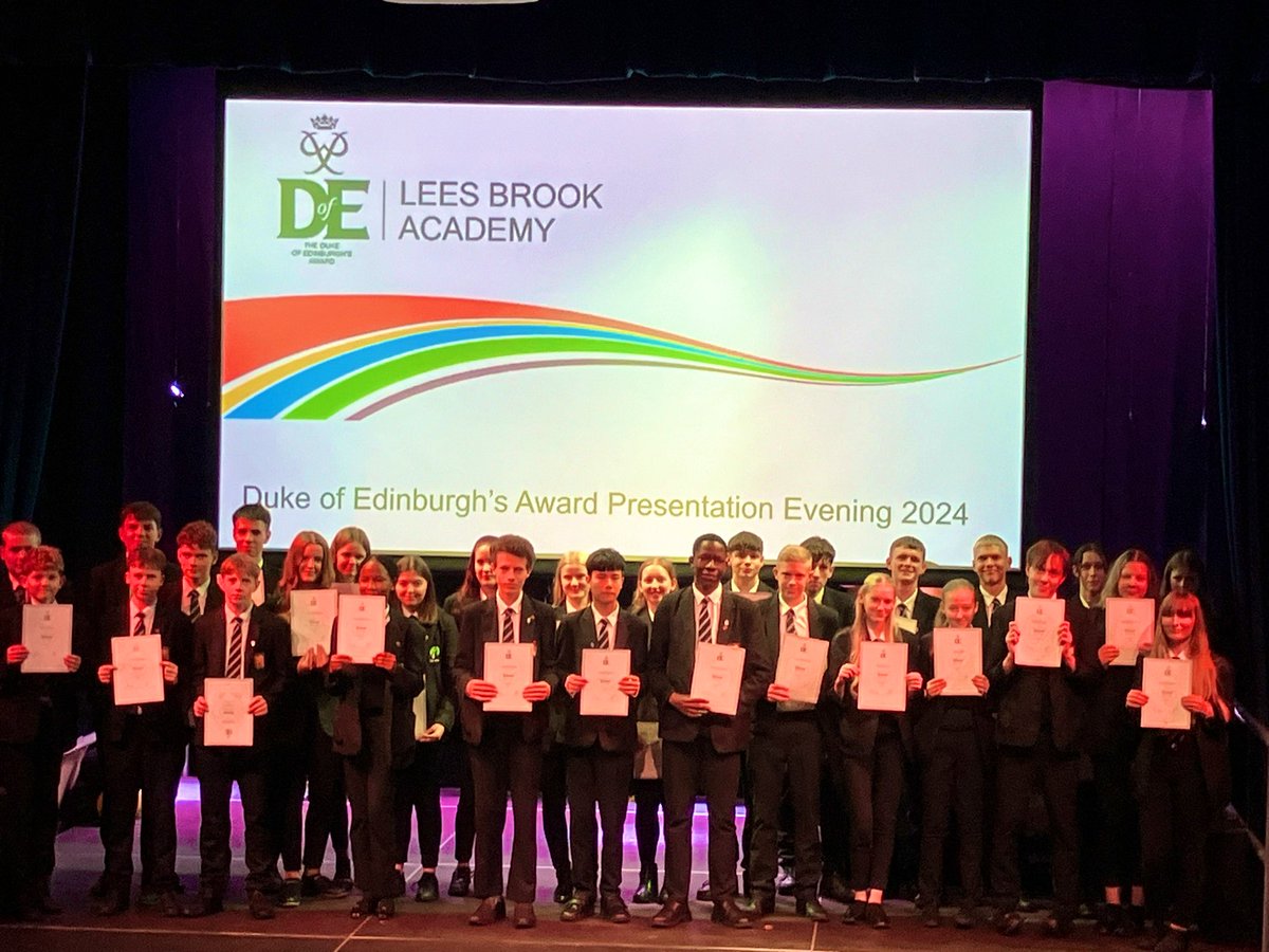 A fantastic DofE Awards evening tonight! 130 students were presented with their <a href="/DofE/">The Duke of Edinburgh’s Award</a> Award! A huge well done to each and every one of you for all you have achieved during your DofE journey 👏👏👏 <a href="/LeesBrookSchool/">Lees Brook Academy</a> <a href="/DofECentral/">DofE Central England</a> <a href="/Archway_ALT/">Archway Learning Trust</a>