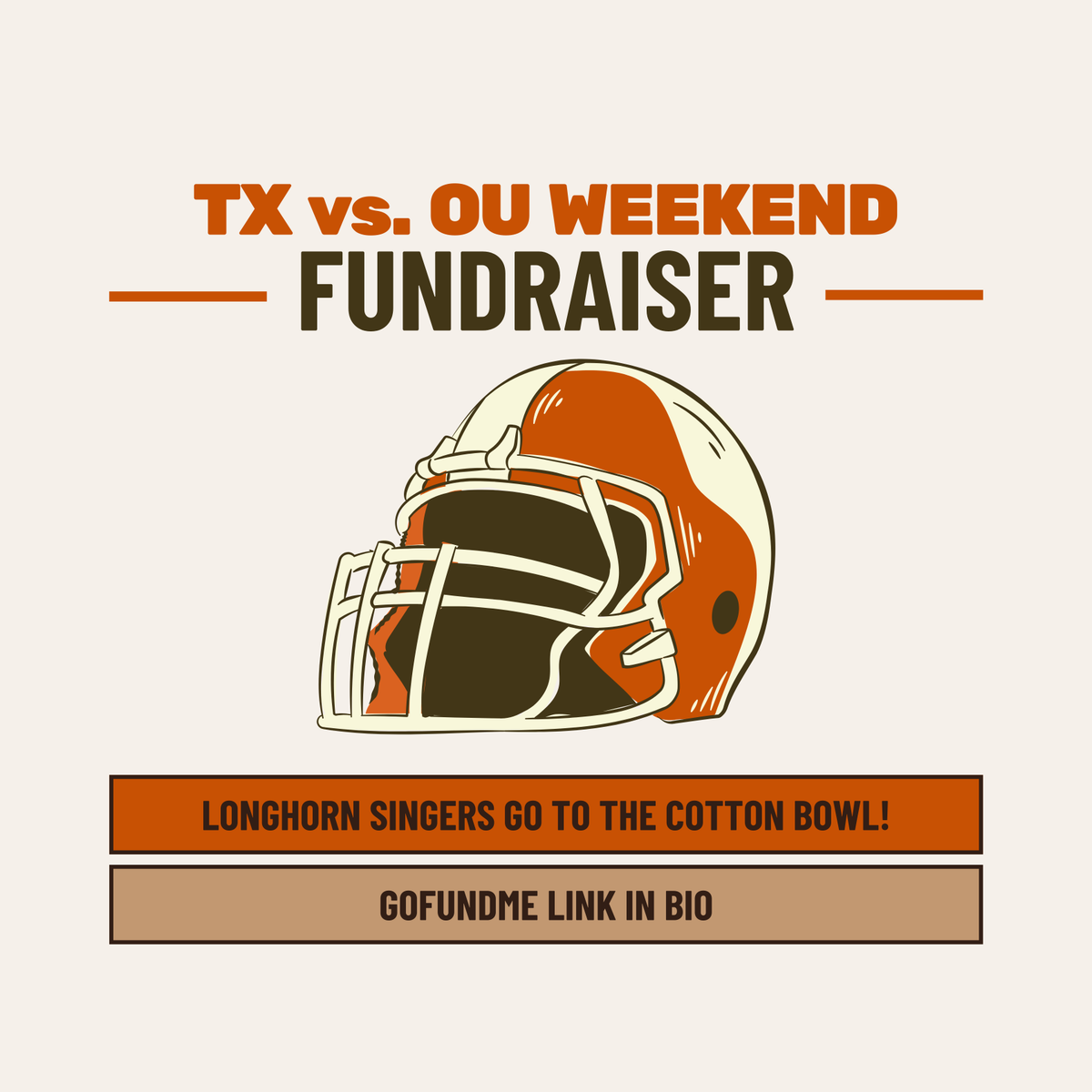 LonghornSingers's tweet photo. If you feel so inclined, help us alleviate travel costs by donating to our OU Weekend GoFundMe! 🧡 Any amount is immensely appreciated, no matter how big or small.

Thank you, and hook ‘em! 🤘 https://t.co/W4FEpB5MeM