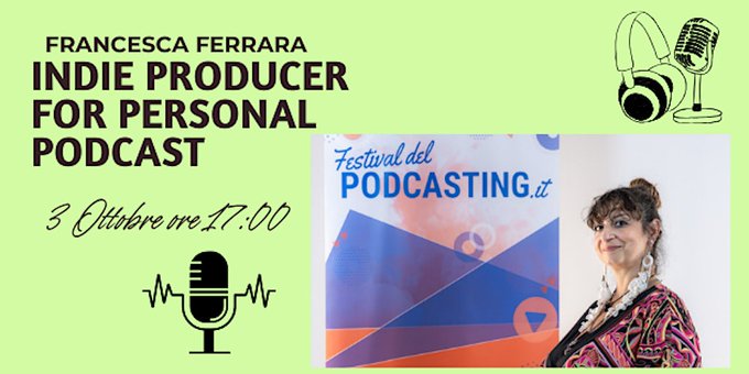 😍 Eventi: #BinarioF, a Roma, il 3 Ottobre alle 17:00
🎙 eventbrite.com/e/indie-produc…
😍 Il 3 Ottobre dalle 21:00 alle 21:30  su YouTube youtube.com/live/8a0Q3oTq4…
😍 Il 5 Ottobre  a Milano  a Spazio Culturale SC3,  festivaldelpodcasting.it

🎙 #FestivaldelPodcasting
#newscontentdesign
