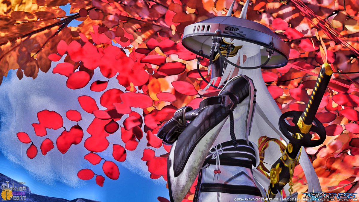 Takuan_create's tweet image. 【再掲：秋と剣士】

#PSO2NGS_SS
#メンテの日なのでSSを貼る
#たくあんのぷそにSS