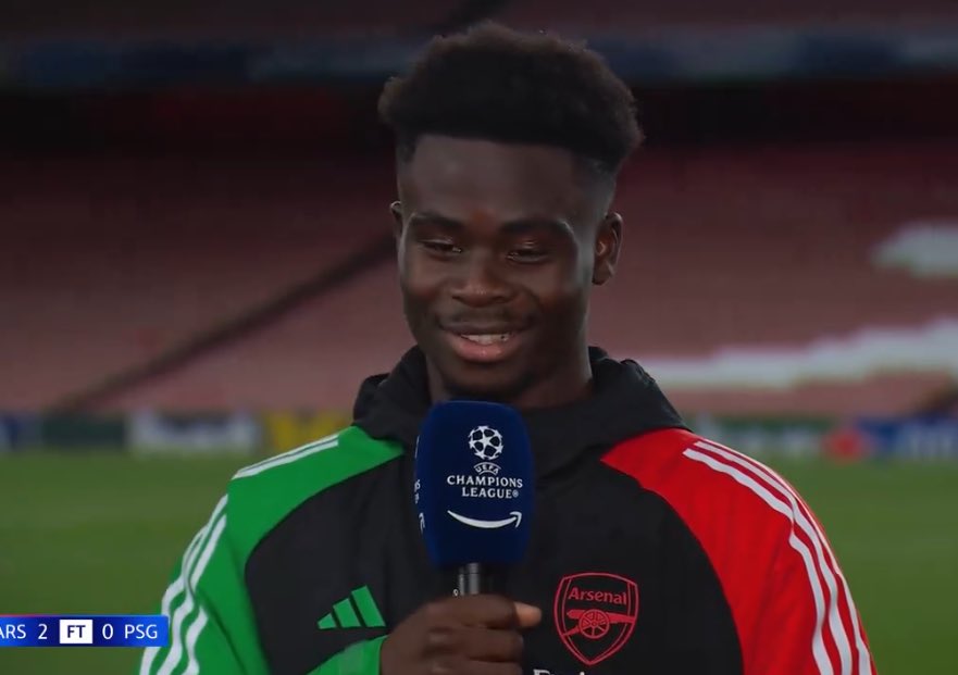 afcstuff's tweet photo. Bukayo Saka: “Personally, there’s a lot of things I’ve done in my career, but wearing the armband &amp; walking out the team on a night like this &amp; winning, it’s amazing, I can’t put it into words. I’ll keep the armband &amp; cherish this night!” [@primevideosport] https://t.co/zhFK29cOHv