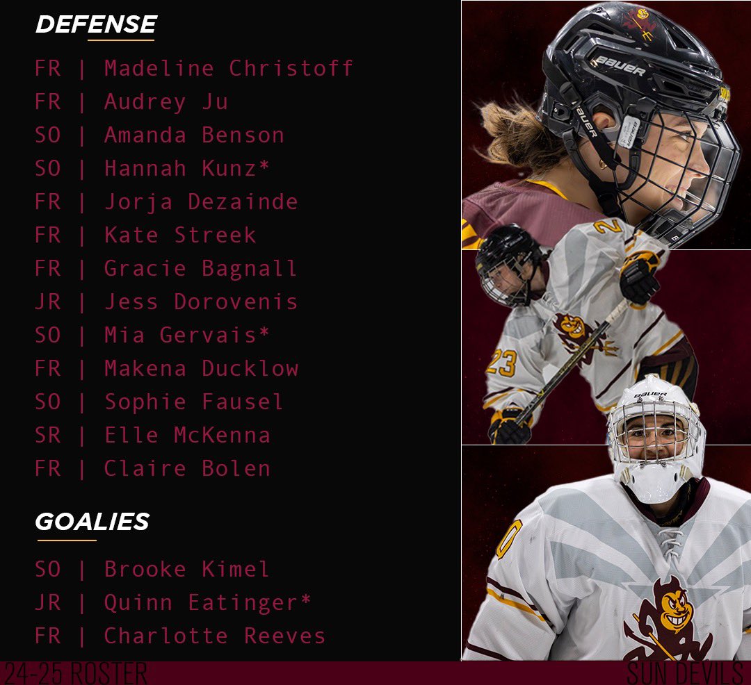 Time to get to work. Introducing your 2024-25 Arizona State women’s hockey team 😈

🔱 | #LeaveALegacy