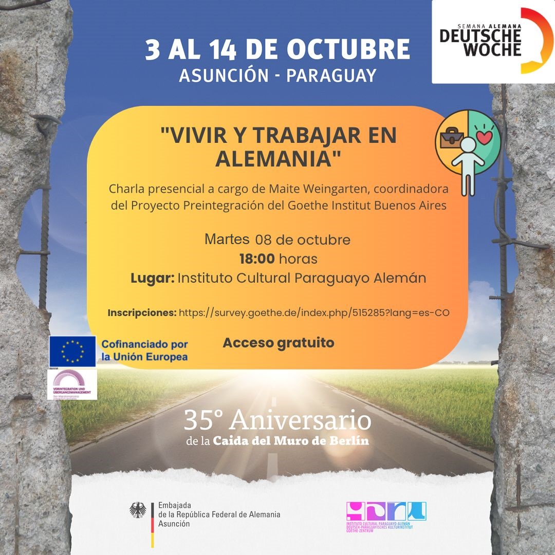 icpa_gz's tweet photo. 👩‍💼 ESTUDIAR, TRABAJAR Y VIVR EN ALEMANIA | @AlemaniaEnPy 

¿Querés estudiar y trabajar en Alemanai? ¿Hace tiempo que buscas programas de becas o información relacionada pero no encontrás lo que necesitás? Estas charlas son especiales para vos. https://t.co/Cq8UnOz7zi