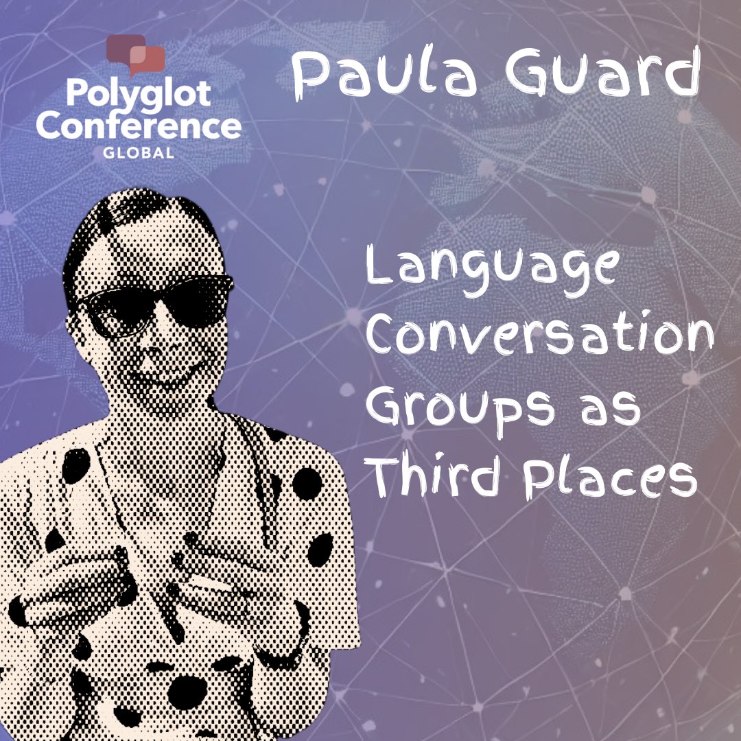 Join <a href="/PaulaGuard/">Paula Guard</a> at the #PolyglotConference Global for Language Conversation Groups as Third Places! Discover how she found “mi gente” and how language groups can build a sense of belonging.

…otConferenceGlobal2024.eventbrite.com

10-13 October 2024

#LanguageLearning #LangTwt
