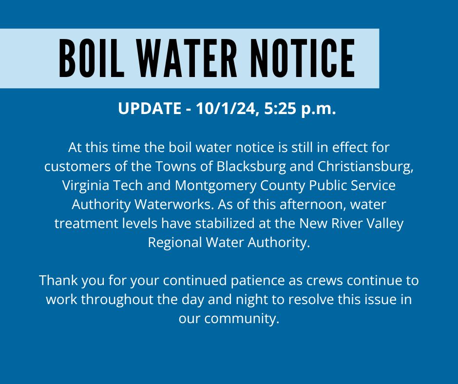 Update to Boil Water Notice
Click Here for the full story: blacksburg.gov/Home/Component…