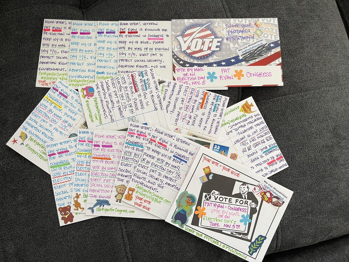 BNaeece's tweet photo. #PostcardsToVoters #PTV #PTVInTheWild #VoteBlue2024 #VoteBlue #Resist #GOTV 

New York #KeepNY18Blue…
Pat Ryan for re-election in Congress.

https://t.co/sPZ0gUOR5x 

#VoteByMail #VBM OR on Election Day 11/5. https://t.co/SSks2Sc3ew