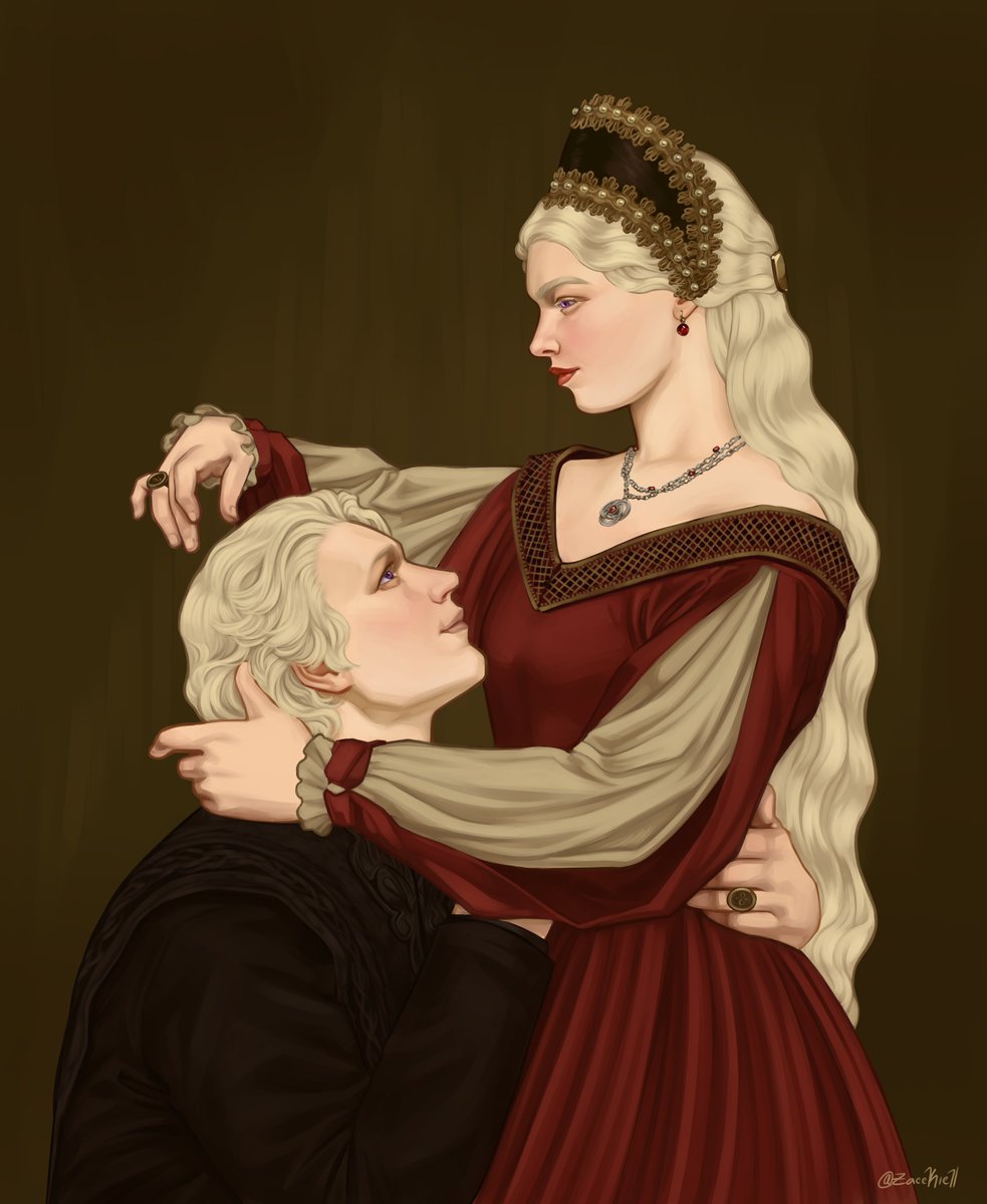Zacckiell's tweet image. Rhaenyra and Daemon
Commission for @faefyres &lt;3 thank you so much!
#HouseOfTheDragon #ASOIAF #commissionart #digitalart