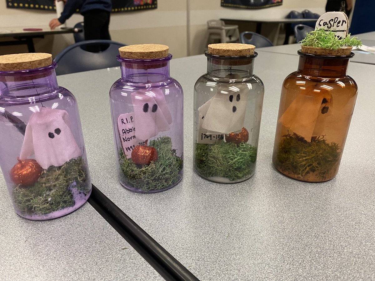 CrimeandtellMae's tweet photo. I made these adorable #petghosts with my @girlscoutswny Cadette troop! It was so east and #dollarstoreDIY efficient! I $20ish for 7 girls to do it. Win! RIP Casper, ABBIE NORMAL and Willy Monroe. Highly entertaining imaginations with these. #girlscouts @girlscouts https://t.co/TRr5TpYzhu