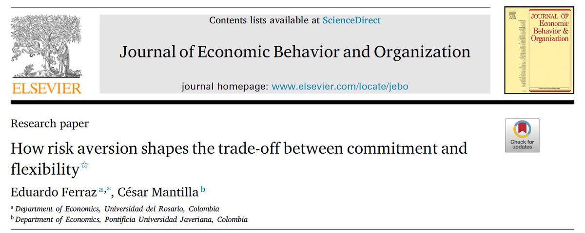 Acabamos de publicar con mi buen amigo Eduardo Ferraz un artículo en JEBO. 🥳

Aquí está el artículo: sciencedirect.com/science/articl…
Y aquí un resumen: linkedin.com/pulse/aversi%C…
