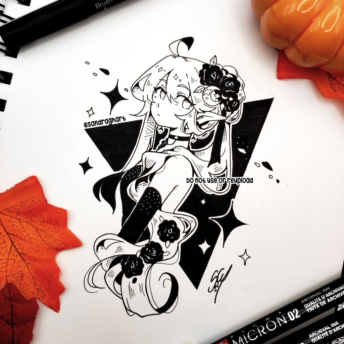 sandraghart's tweet photo. Black roses 🖤✨ #drawtober #drawtober2024 https://t.co/8ryct2GXPE