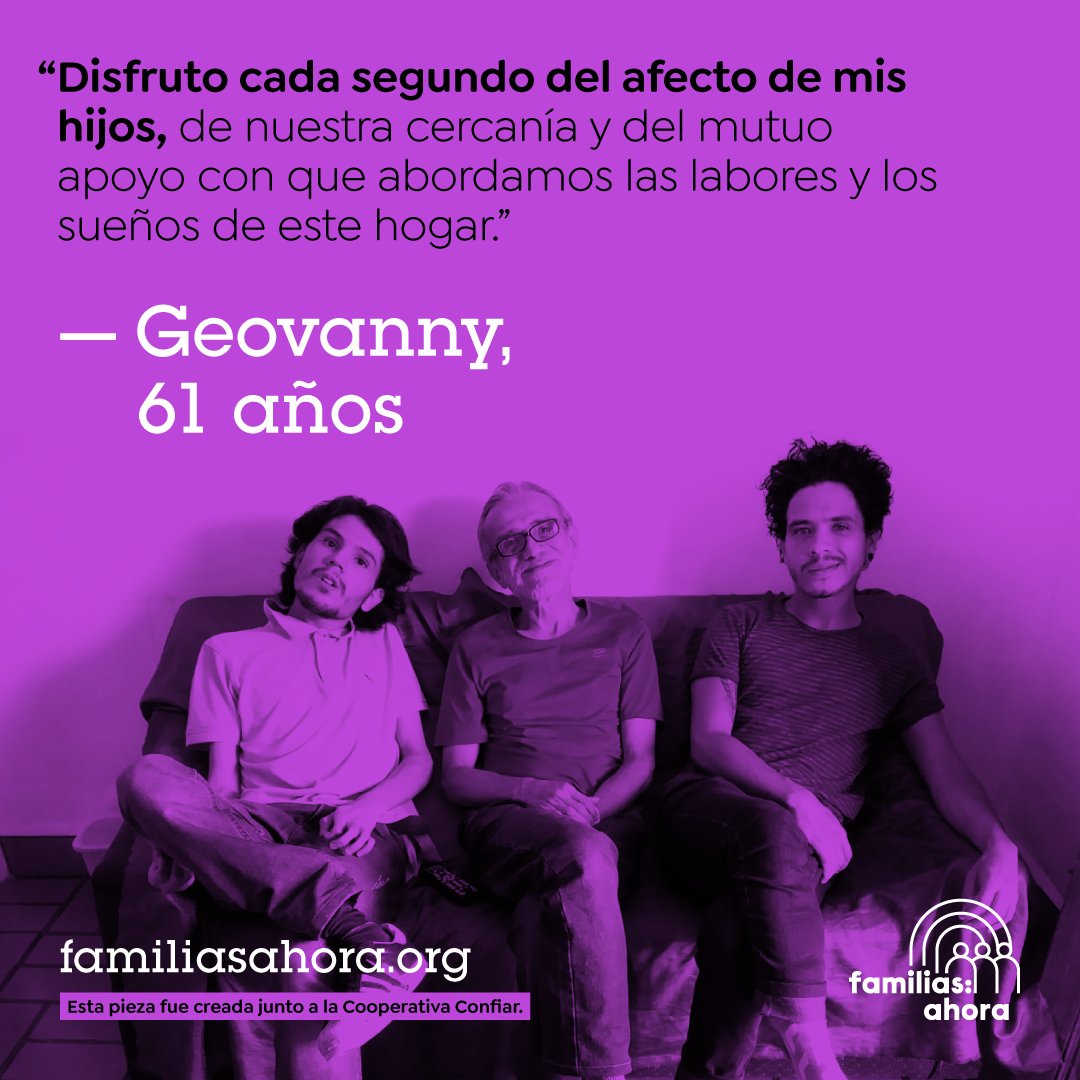 Hoy en el Día Internacional de las personas mayores, resaltamos la historia de Geovanny, un hombre colombiano quien junto a sus hijos conforman una familia de hombres que se cuidan entre sí, que tejen relaciones de confianza🤝🏽 y asumen las tareas domésticas de manera colectiva💜