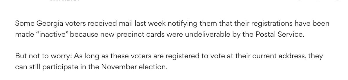 Was marked ‘inactive” even tho i updated my registration in June

CHECK YOUR VOTER STATUS IN GA

archive.today/RqyDl