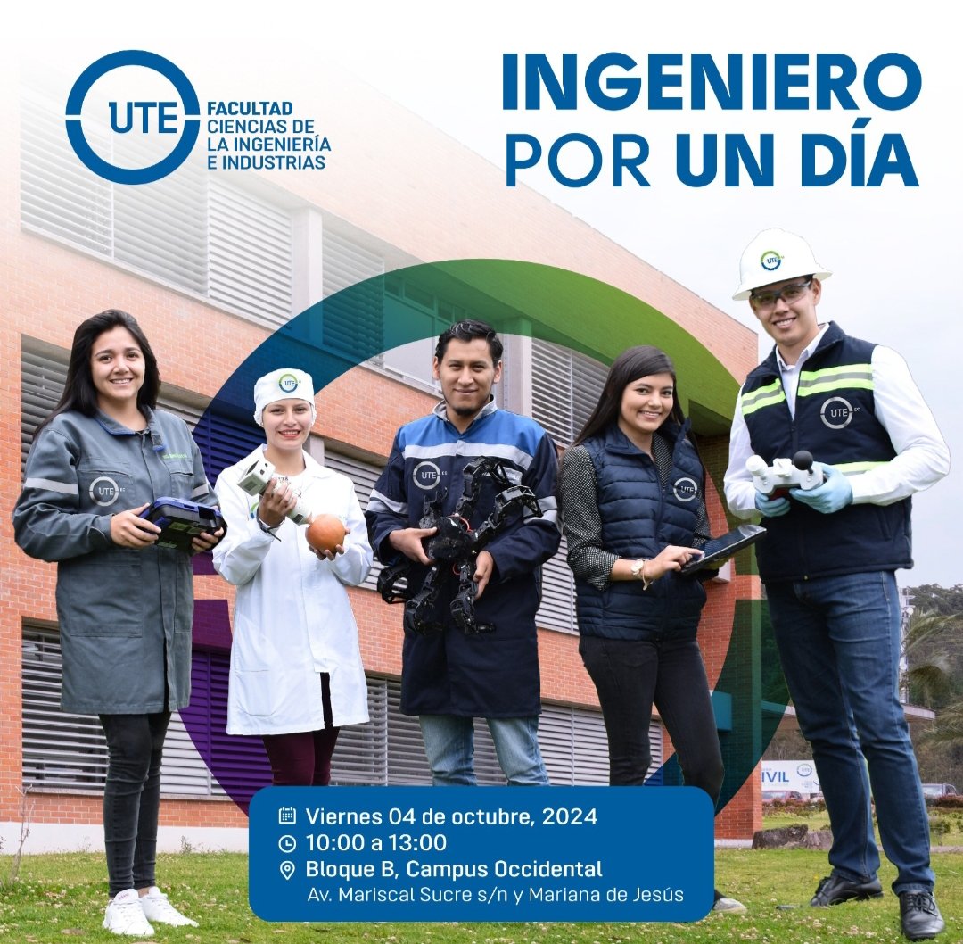 Nos complace invitarte al emocionante evento “Ingeniero por un Día” . Es una excelente oportunidad para explorar el mundo de la ingeniería y sumergirse en actividades prácticas que desafiarán tu creatividad y habilidades.¡Te esperamos!