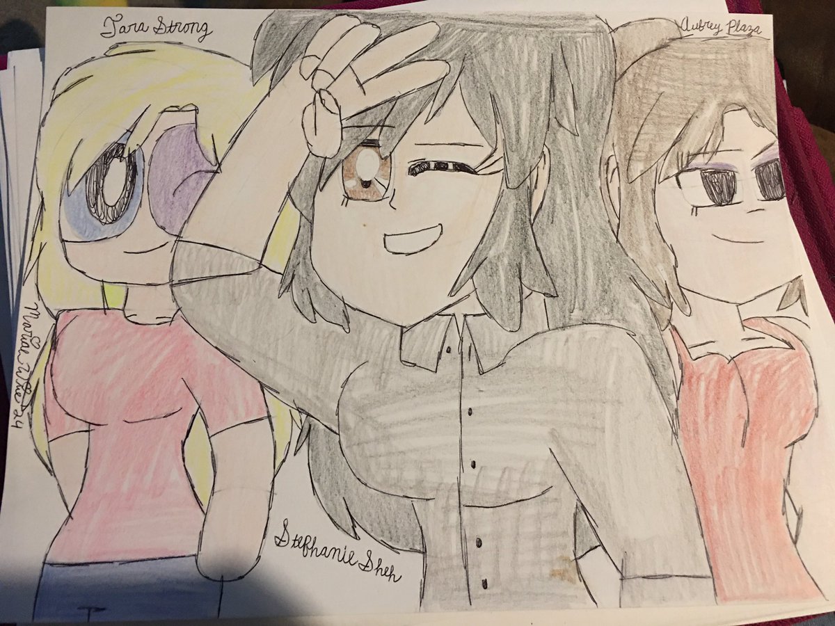 sissycat94's tweet photo. #FanArt #ArtTrade with @CelmationJimmy. Trio of Voice actresses, @tarastrong, @stephaniesheh, and #AubreyPlaza. #SailorMoon #ThePowerpuffGirls #ScottPilgrim https://t.co/UMOQiQ3ZgR