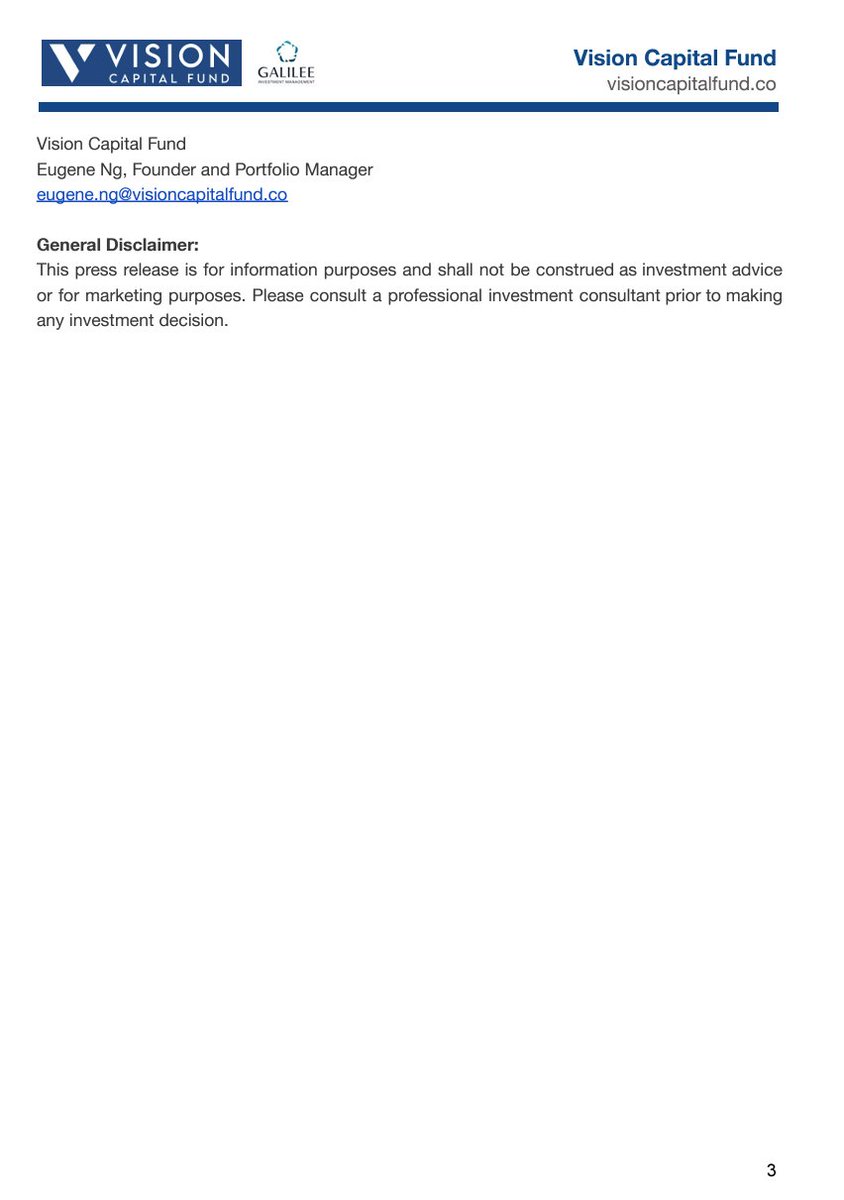 EugeneNg_VCap's tweet image. I am thrilled to announce the launch of Vision Capital Fund, which has been in the making for over seven years.
We are focused on growing wealth for generations by delivering outstanding long-term investment returns from investing in exceptional companies that best reflect our…