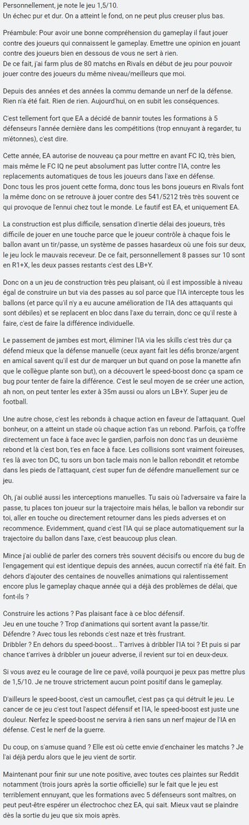 Alerte pavé. 

Voilà en détail pourquoi je trouve le gameplay #FC25 catastrophique, qu'il ne mérite pas plus de 1,5/10

J'attends les prochaines mises à jour maintenant et on verra par la suite. 👍