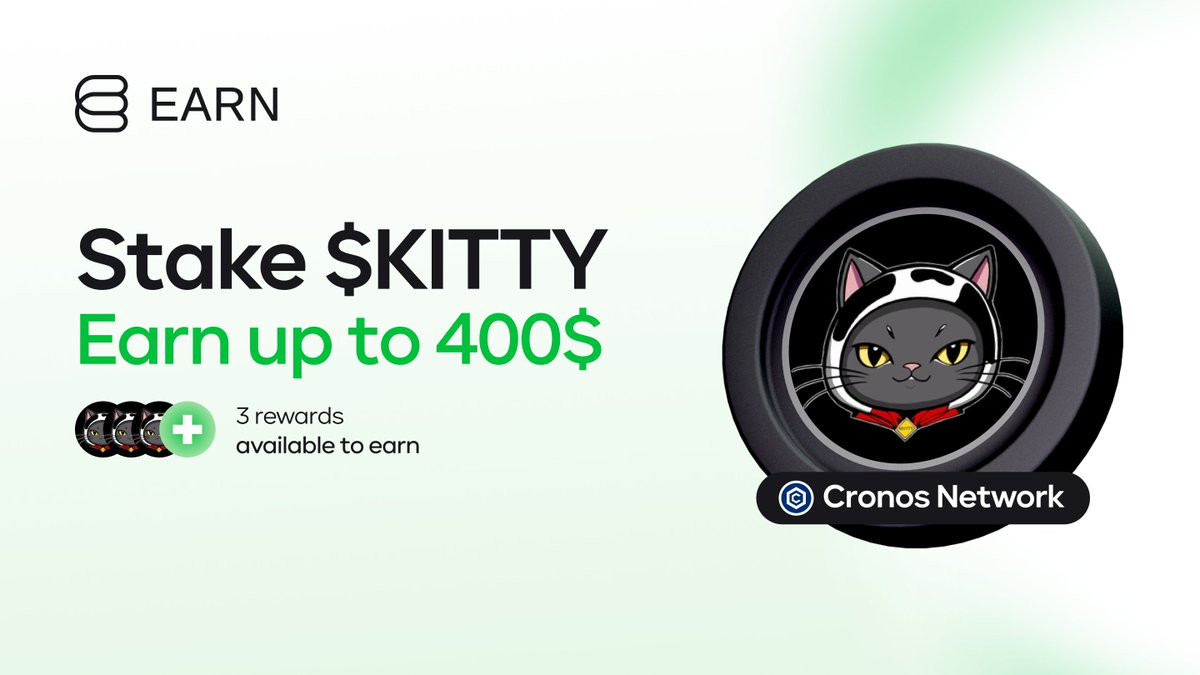 Earn Network (@itsearnnetwork) on Twitter photo New staking pool launch for #CROFam
The team of <a href="/KitCoinX/">KitCoin $KITTY / CroVegas.Fun</a> deployed it for $KITTY, allocating flexible & locked rewards ๐
Explore the returns and stake now! ๐ฐ
๐earn.network/pools/cronos/Kโฆ New staking pool launch for #CROFam
The team of <a href="/KitCoinX/">KitCoin $KITTY / CroVegas.Fun</a> deployed it for $KITTY, allocating flexible & locked rewards ๐
Explore the returns and stake now! ๐ฐ
๐earn.network/pools/cronos/Kโฆ