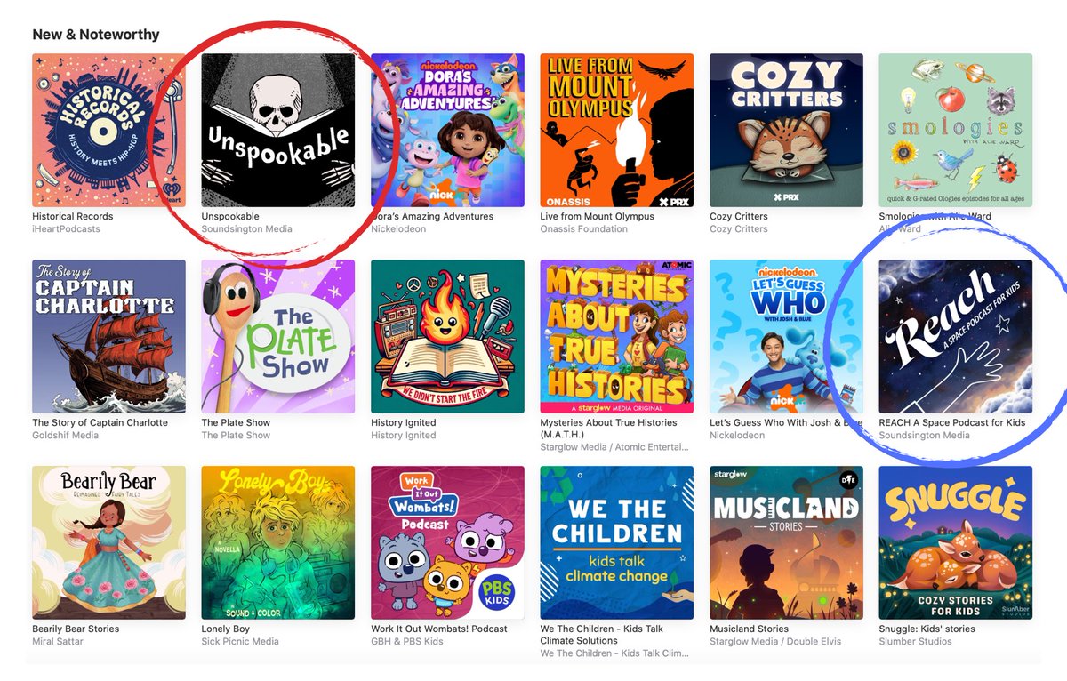 We are so thankful to be a part of this amazing #podcast community. 

Thank you <a href="/ApplePodcasts/">Apple Podcasts</a> for featuring Unspookable as one of your “Haunted House”selections and as a New &amp; Noteworthy pod (along with our sister show <a href="/reachthepodcast/">REACH: A Space Podcast for Kids</a>). 

We’re honored to be included!